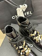 Bagsaaa Chanel Combat Boots Black Calfskin Strass & Metal G45856 - 4