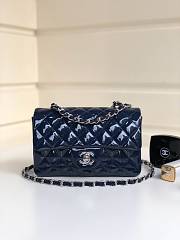 Bagsaaa Chanel Mini Flap Bag Navy Blue Patent & Silver Hardware - 20cm - 1