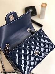 Bagsaaa Chanel Mini Flap Bag Navy Blue Patent & Silver Hardware - 20cm - 3