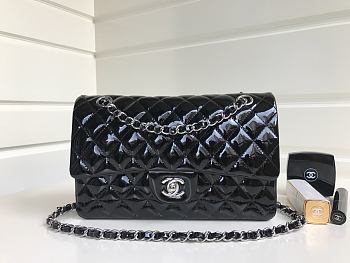 Bagsaaa Chanel Flap Bag Black Patent & Silver Hardware - 25cm