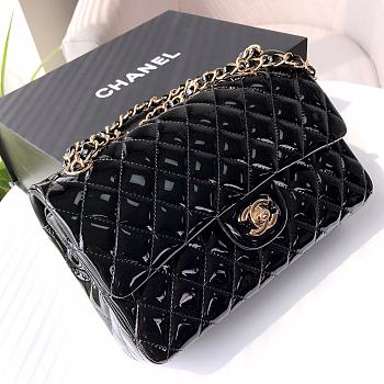 Bagsaaa Chanel Flap Bag Black Patent & Gold Hardware - 25cm