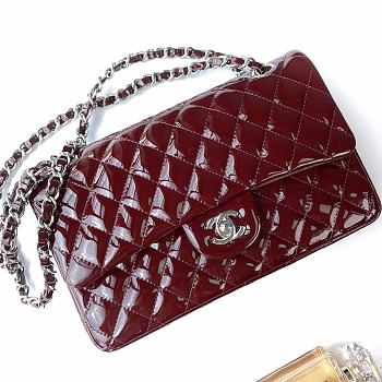 Bagsaaa Chanel Flap Bag Red Patent & Silver Hardware - 25x15x6cm