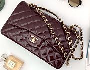 Bagsaaa Chanel Flap Bag Dark Red Patent & Gold Hardware - 30cm - 1