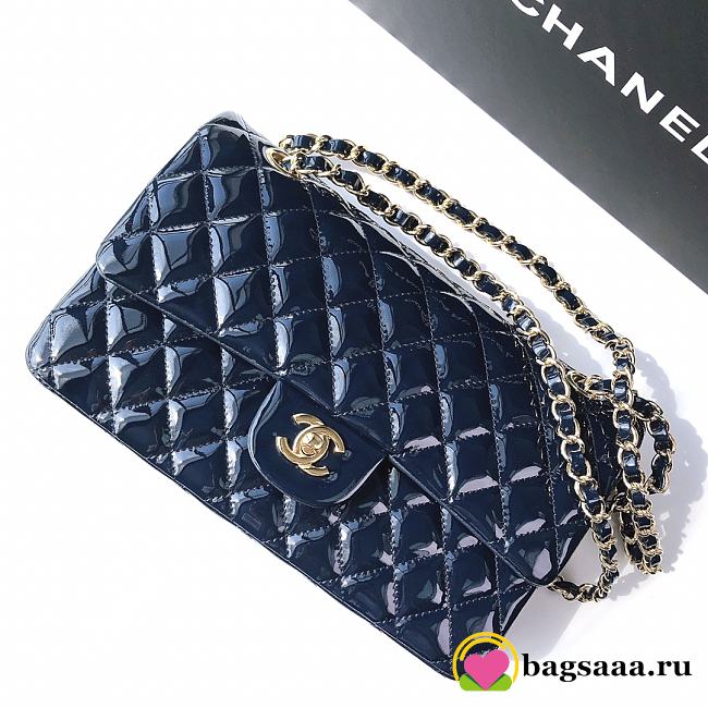 Bagsaaa Chanel Flap Bag Blue Patent & Gold Hardware - 25x15x6cm - 1