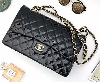 Bagsaaa Chanel Flap Bag Black Patent & Gold Hardware - 30cm