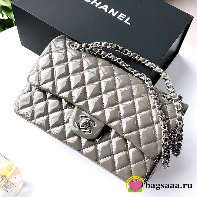 Bagsaaa Chanel Flap Bag Gray Patent & Silver Hardware - 25x15x6cm - 1