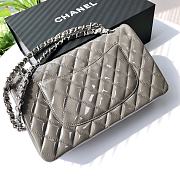 Bagsaaa Chanel Flap Bag Gray Patent & Silver Hardware - 25x15x6cm - 3