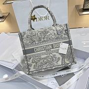 Bagsaaa Dior Small Book Tote Ecru and Gray Toile de Jouy Embroidery - 26.5x21x14 cm - 1