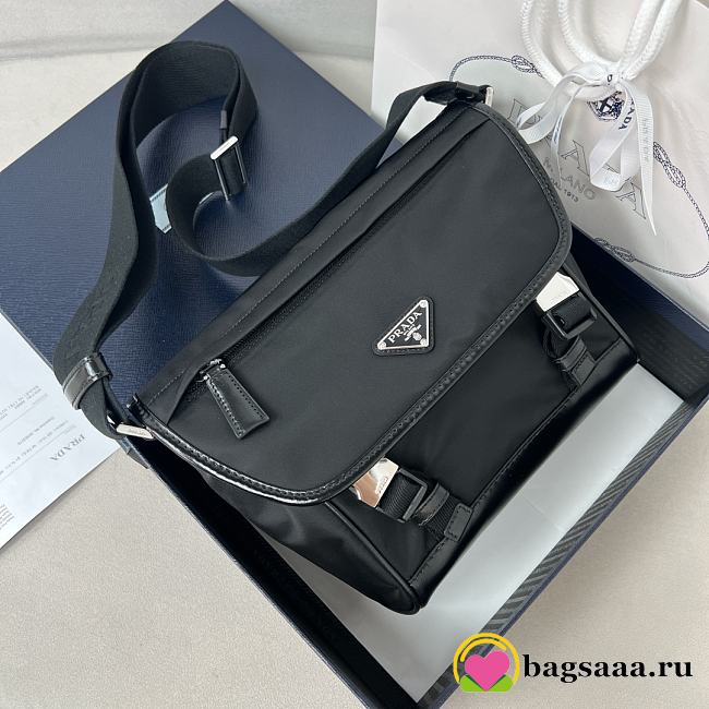 Bagsaaa Prada Re-Nylon and leather shoulder bag black - 20x19x10 cm - 1