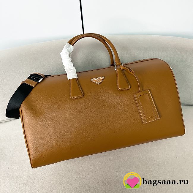 Bagsaaa Prada Saffiano Leather Travel Bag Brown - 50*27.5*25cm  - 1