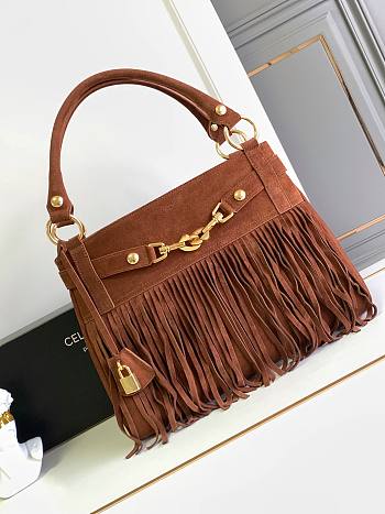 Bagsaaa Celine Medium Annabel Bag With Fringes In Suede Brown - 36.5 X 28.5 X 10cm