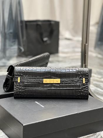 Bagsaaa YSL Manhattan Clutch In Crocodile-Embossed Leather black - 31 X 14 X 3 CM