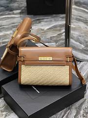 Bagsaaa YSL Medium Manhattan Shoulder Bag Raffia & Brown Calfskin - 29 x 20 x 7.5 cm - 1