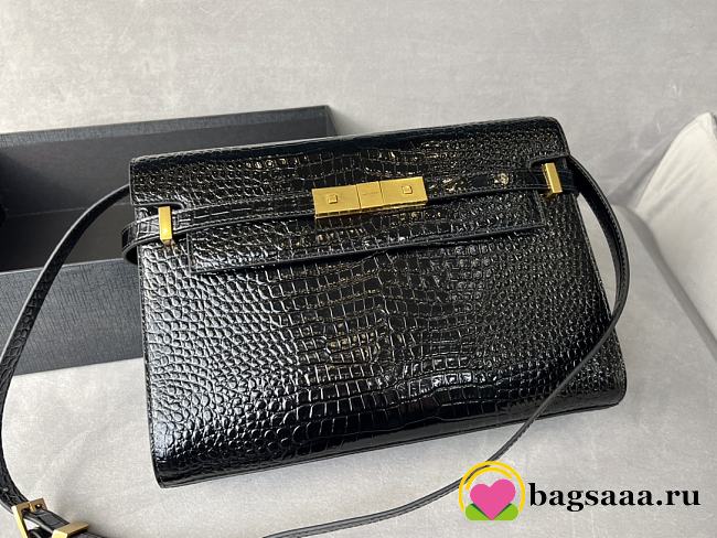 Bagsaaa YSL Manhattan In Shiny Crocodile-Embossed Leather Black - 29 x 20 x 7,5 CM - 1