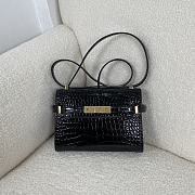 Bagsaaa YSL Manhattan Mini In Shiny Crocodile-Embossed Leather Black - 19 x 14 x 4 cm - 1