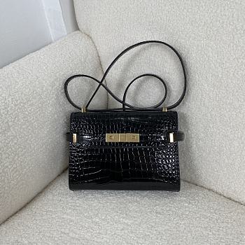 Bagsaaa YSL Manhattan Mini In Shiny Crocodile-Embossed Leather Black - 19 x 14 x 4 cm