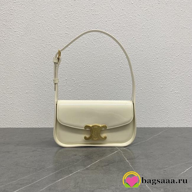 Bagsaaa Celine Shoulder Bag Terence In Patent Calfskin White - 20.5 x 10.5 x 5 CM - 1