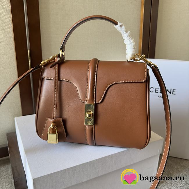 Bagsaaa Celine Small 16 Bag in Natural Calfskin Brown - 23 x 18 x 10 CM - 1