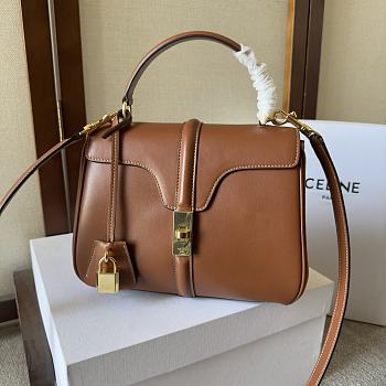 Bagsaaa Celine Small 16 Bag in Natural Calfskin Brown - 23 x 18 x 10 CM