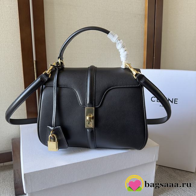 Bagsaaa Celine Small 16 Bag in Natural Calfskin Black - 23 x 18 x 10 CM - 1