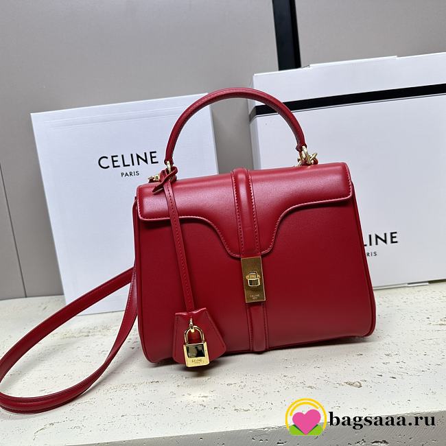 Bagsaaa Celine Small 16 Bag in Natural Calfskin Red - 23 x 18 x 10 CM - 1