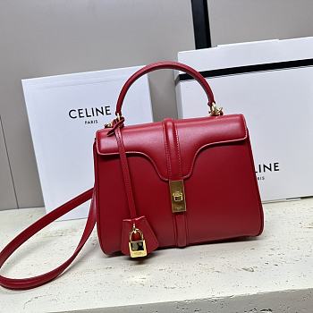 Bagsaaa Celine Small 16 Bag in Natural Calfskin Red - 23 x 18 x 10 CM