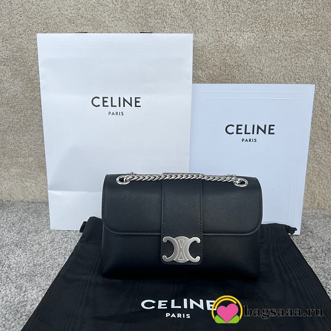 Bagsaaa Teen Celine Victoire Bag In Supple Calfskin Black & Silver - 23.5 X 14 X 8 CM - 1