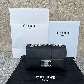 Bagsaaa Teen Celine Victoire Bag In Supple Calfskin Black & Silver - 23.5 X 14 X 8 CM