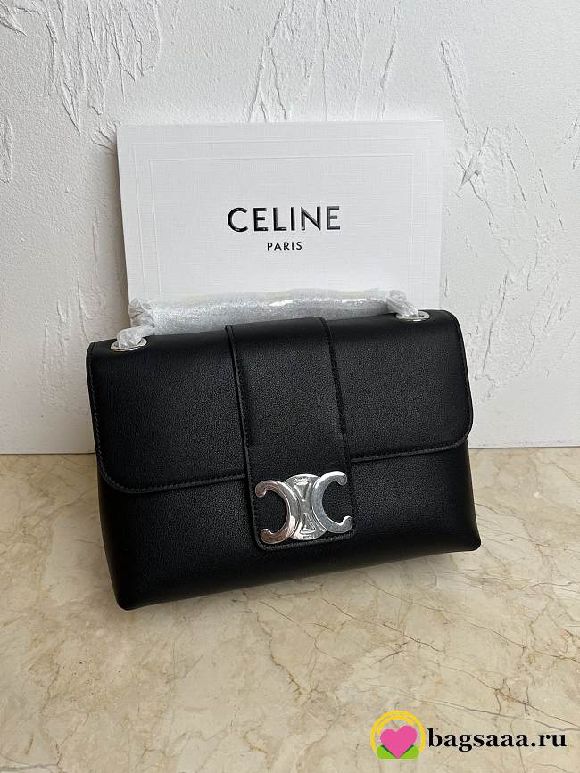 Bagsaaa Medium Celine Victoire Bag in Supple Calfskin Black & Silver - 25 x 15 x 8 CM - 1