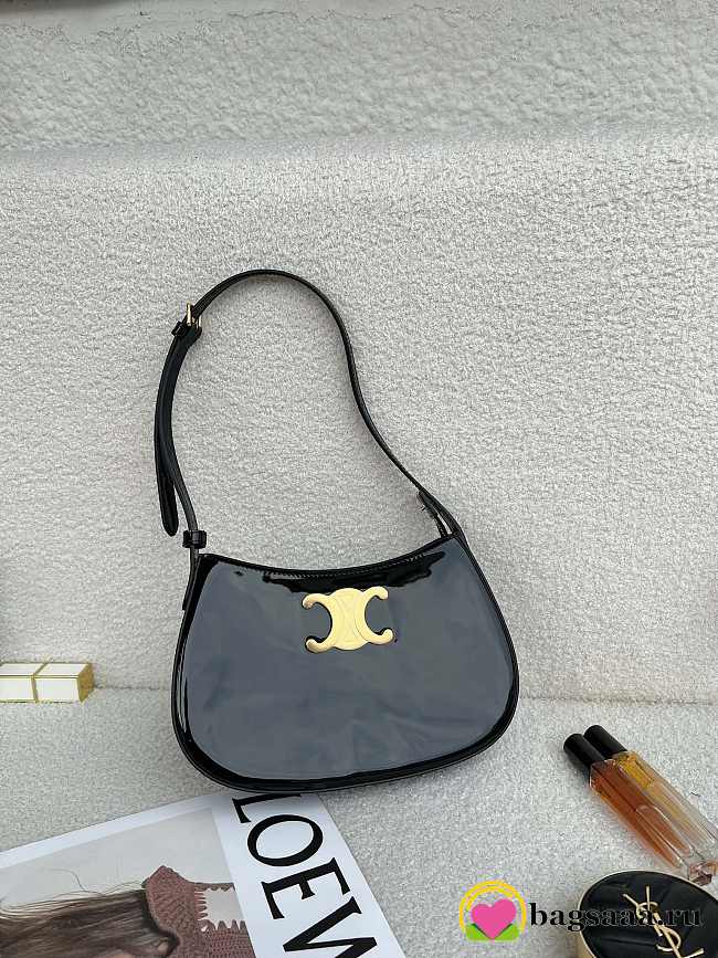 Bagsaaa Celine Medium Tilly Bag In Patent Calfskin Black - 22 x 13.5 x 4 CM - 1