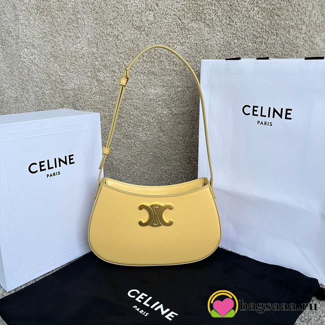 Bagsaaa Celine Medium Tilly Bag In Shiny Calfskin Yellow - 22 X 13.5 X 4 CM - 1