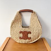 Bagsaaa Celine Classic Panier Hobo Bag in Raffia and Calfskin Brown - 33 x 16 x 4 CM - 1