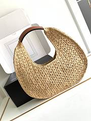 Bagsaaa Celine Classic Panier Hobo Bag in Raffia and Calfskin Brown - 33 x 16 x 4 CM - 3