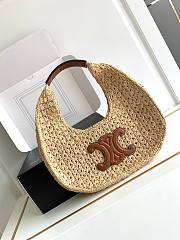 Bagsaaa Celine Classic Panier Hobo Bag in Raffia and Calfskin Brown - 33 x 16 x 4 CM - 2