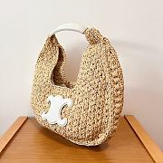 Bagsaaa Celine Classic Panier Hobo Bag in Raffia and Calfskin White - 33 x 16 x 4 CM - 3