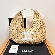 Bagsaaa Celine Classic Panier Hobo Bag in Raffia and Calfskin White - 33 x 16 x 4 CM - 1