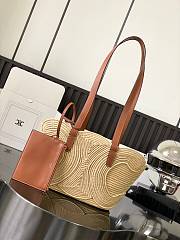 Bagsaaa Celine Classic Panier Small Braided Triomphe in Raffia & Calfskin - 42cm - 1