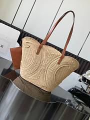 Bagsaaa Celine Classic Panier Medium Braided Triomphe in Raffia & Calfskin - 55cm - 1