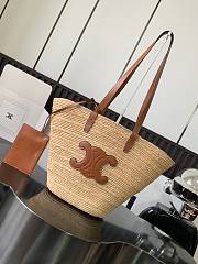 Bagsaaa Medium Supple Celine Classic Panier in Raffia and calfskin Brown - 22 x 30 x 14 CM - 1