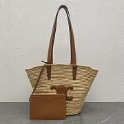 Bagsaaa Medium Supple Celine Classic Panier in Raffia and calfskin Brown - 22 x 30 x 14 CM - 4