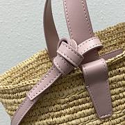 Bagsaaa Teen Supple Classic Panier In Raffia and calfskin pink - 21.5 x 22 x 13 CM - 4