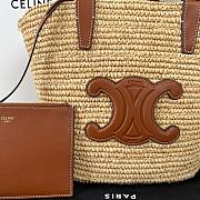 Bagsaaa Teen Supple Classic Panier In Raffia and calfskin brown - 21.5 x 22 x 13 CM - 4