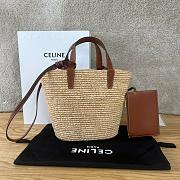 Bagsaaa Teen Supple Classic Panier In Raffia and calfskin brown - 21.5 x 22 x 13 CM - 2