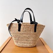 Bagsaaa Teen Supple Classic Panier In Raffia and calfskin black - 21.5 x 22 x 13 CM - 3