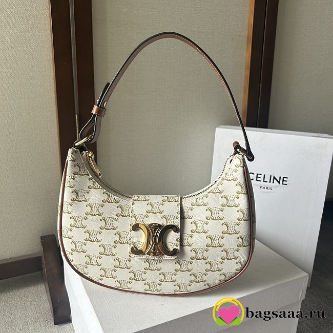 Bagsaaa Celine Medium Ava Triomphe Bag In Triomphe Canvas and calfskin white - 24.5 x 17 x 9 CM - 1