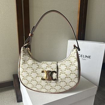 Bagsaaa Celine Medium Ava Triomphe Bag In Triomphe Canvas and calfskin white - 24.5 x 17 x 9 CM