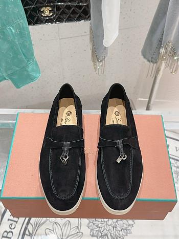 Bagsaaa Loro Piana Summer Charms Walk Moccasin Black Suede