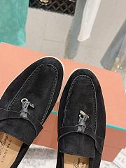 Bagsaaa Loro Piana Summer Charms Walk Moccasin Black Suede - 2