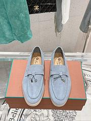 Bagsaaa Loro Piana Summer Charms Walk Moccasin Light Blue Suede - 1