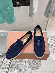 Bagsaaa Loro Piana Summer Charms Walk Moccasin Navy Blue Suede - 1